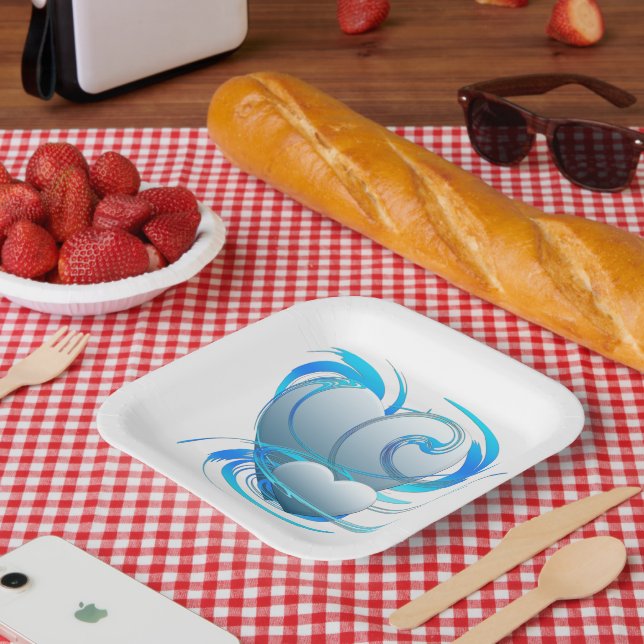 Plato De Papel Swirl Hearts (Picnic)