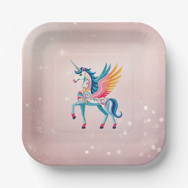 Plato De Papel Swirling Unicorn (Anverso)