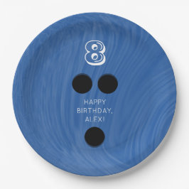 Plato De Papel Swirly Bowling Ball | Elegir color, edad, nombre