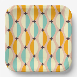Plato De Papel Symmetrical retro pattern with interlocking teal