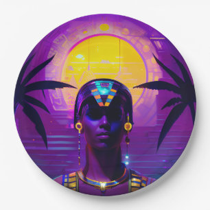 Plato De Papel Synthwave Pharaoh