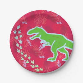Plato De Papel T-Rex Dinosaur Tracks Jurassic