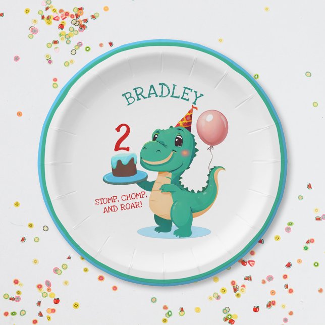 Plato De Papel T Rex Dinosaurio segundo Fiesta de cumpleaños (Subido por el creador)