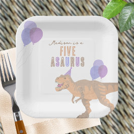 Plato De Papel T-Rex Tan Cualquier Edad Cita Dinosaurio Fiesta de