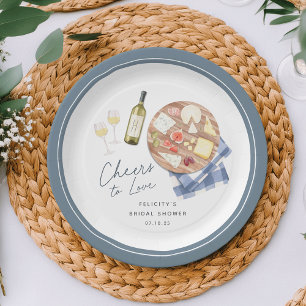 Plato De Papel Tabla de Charcutería Vino y Queso Brindis al Amor