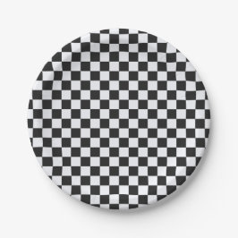 Plato De Papel Tablero de ajedrez negro espeluznante y blanco fan