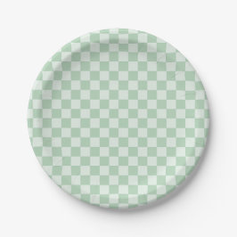Plato De Papel Tablero de ajedrez verde Pastel