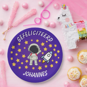 Plato De Papel Tablero de astronauta personalizado para niños -