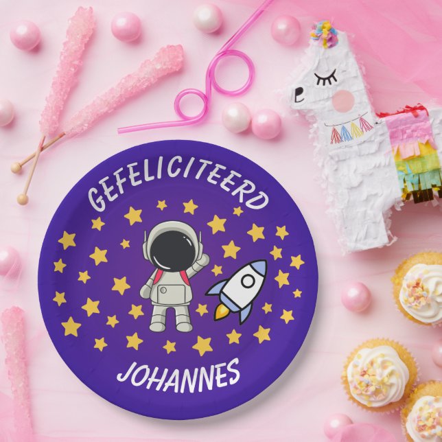 Plato De Papel Tablero de astronauta personalizado para niños - (Fiesta)