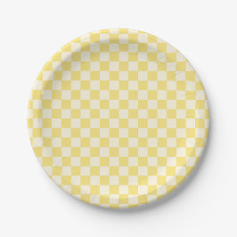 Plato De Papel Tablero de cheques amarillo