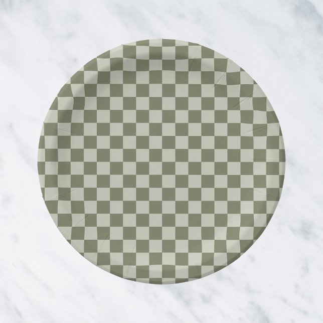 Plato De Papel Tablero de cheques verde de sabio (Subido por el creador)