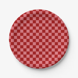 Plato De Papel Tablero de verificación de color rojo y rosa dulce