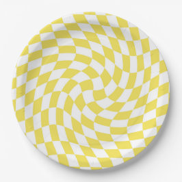 Plato De Papel Tablero retro-amarillo con doble de limón
