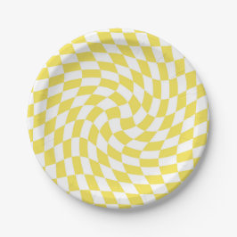 Plato De Papel Tablero retro-amarillo con doble de limón