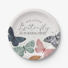 Plato De Papel Tableware Boho Little Butterfly Birday Party