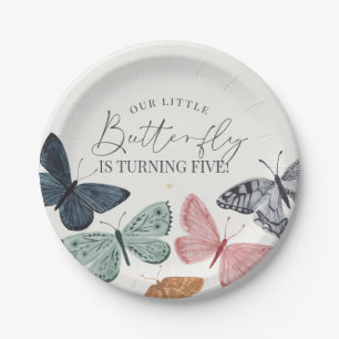 Plato De Papel Tableware Boho Little Butterfly Birday Party