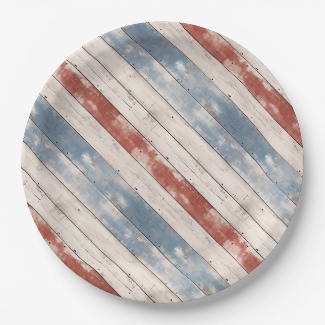 Plato De Papel Tablón de madera rústica americana (Anverso)