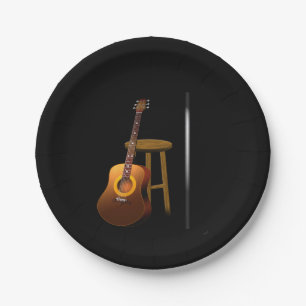 Plato De Papel Taburete y Mike de la guitarra de la repetición