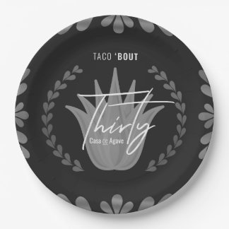Plato De Papel Taco' Bout 30 | Placas de papel de tequila negro/p