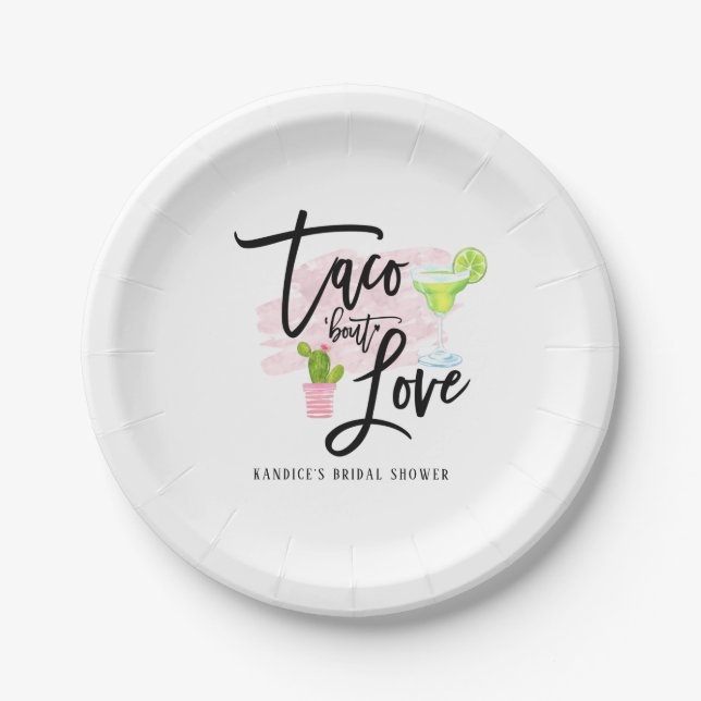 Plato De Papel Taco Bout Love Despedida de Soltera (Anverso)