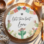 Plato De Papel Taco Bout Love Fiesta Watercolor Cactus Ducha<br><div class="desc">Fije el tono de su fiesta con estos maravillosos y elegantes platos de papel con un tema de cactus fiesta. Los suaves colores pastel y los ilustraciones pintados a mano caracterizan esta suite de invitados. El tema Fiesta es perfecto para un fiesta de verano.</div>
