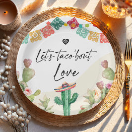 Plato De Papel Taco Bout Love Fiesta Watercolor Cactus Ducha