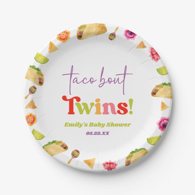 Plato De Papel ¡Taco Bout Twins! Fiesta Baby Shower (Anverso)