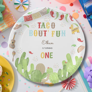 Plato De Papel Taco de diversión fiesta mexicana primer cumpleaño