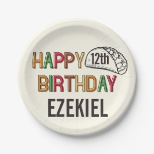 Plato De Papel Taco Happy Birthday Personalizado