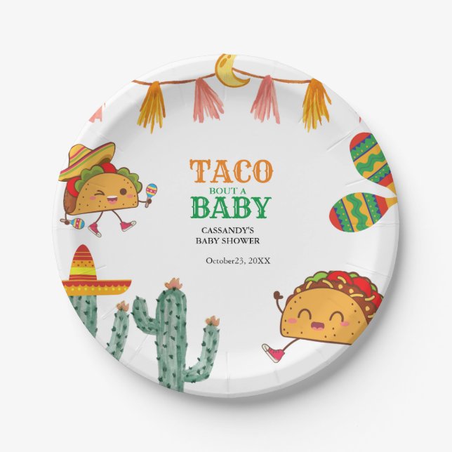 Plato De Papel Taco sobre favores de Baby Mexican Baby Shower (Anverso)