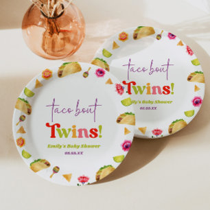 Plato De Papel ¡Taco Sobre Gemelos! Fiesta de Baby Shower
