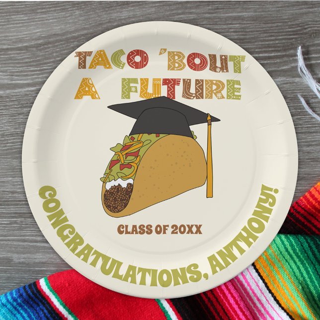 Plato De Papel Taco sobre una futura divertida fiesta de graduaci (Subido por el creador)