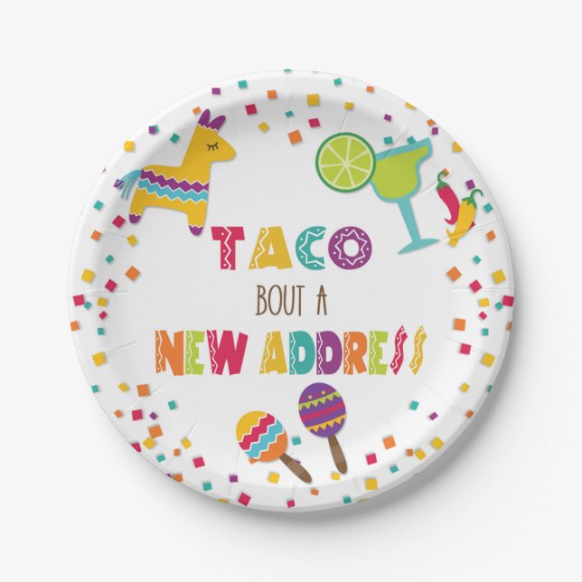 Plato De Papel Taco sobre una nueva placa de dirección - Blanco (Anverso)
