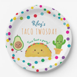 Plato De Papel Taco Twosday segundo cumpleaños temático