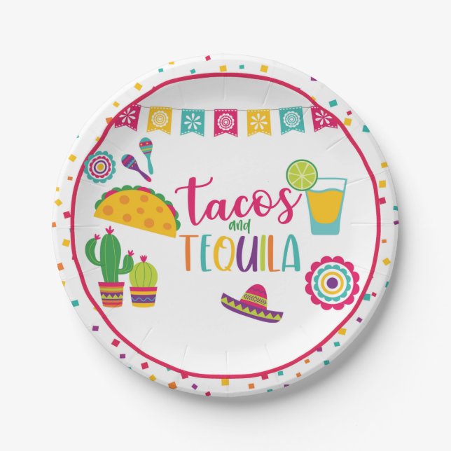 Plato De Papel Tacos y Tequila Plate - WH (Anverso)