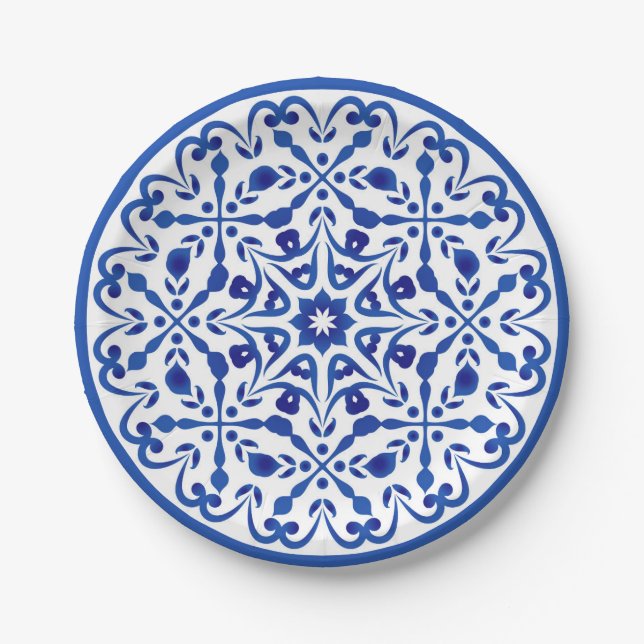 Plato De Papel Talavera azul y blanca dos (Anverso)