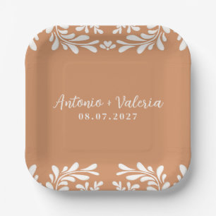 Plato De Papel Talavera Boda Mexicana Hacienda Barro