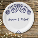 PLATO DE PAPEL TALAVERA FLOWER<br><div class="desc">blue talavera flowers</div>