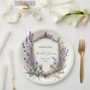 Plato De Papel Taller de Novia Regio de Aquarela Lavanda