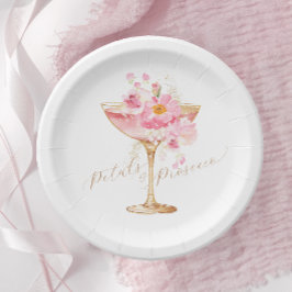Plato De Papel Tallos de Rosa y Prosecco Floral Desayuno Nupcial