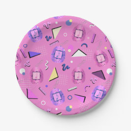 Plato De Papel Tamagotchi rosado de Retro 80