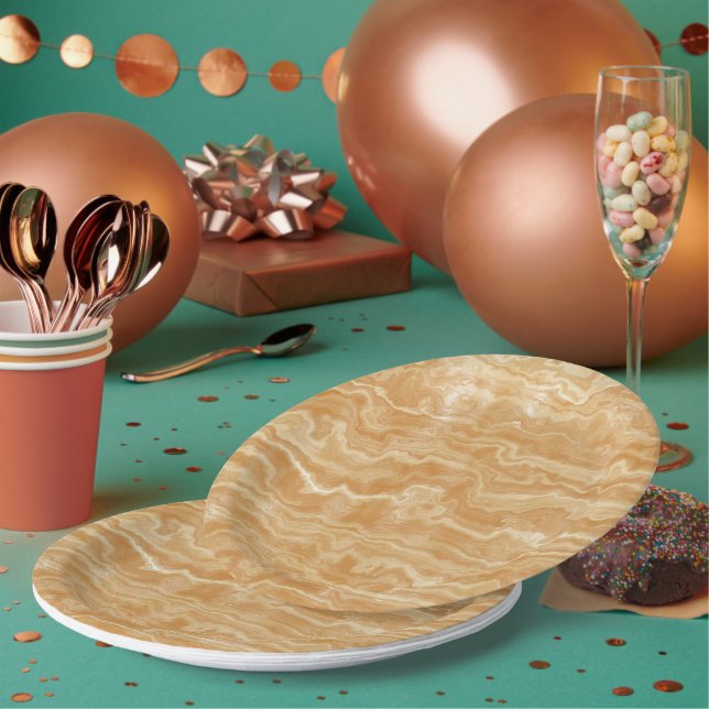 Plato De Papel Tan de oro egipcio mareado (Multi)