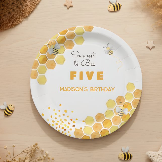 Plato De Papel Tan dulce de cumpleaños para los niños de las abej (Subido por el creador)