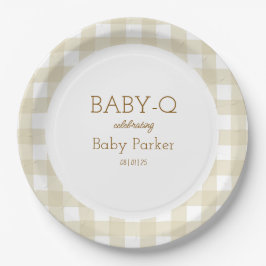 Plato De Papel Tan Gingham Baby-Q Circular Plate 2
