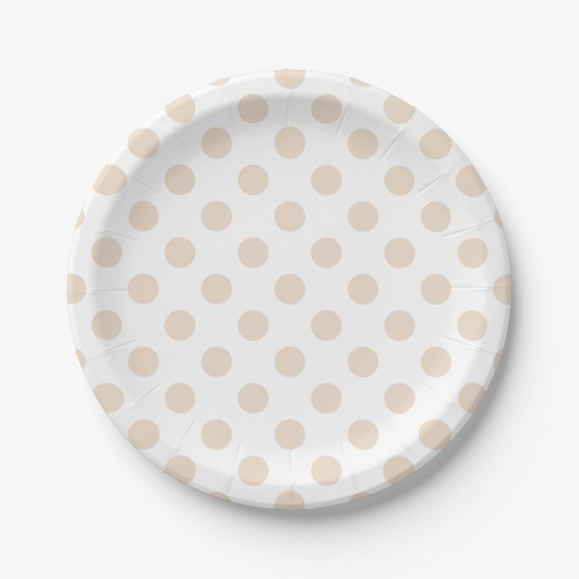 Plato De Papel Tan polka puntos (Anverso)