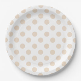 Plato De Papel Tan polka puntos