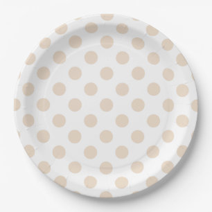 Plato De Papel Tan polka puntos