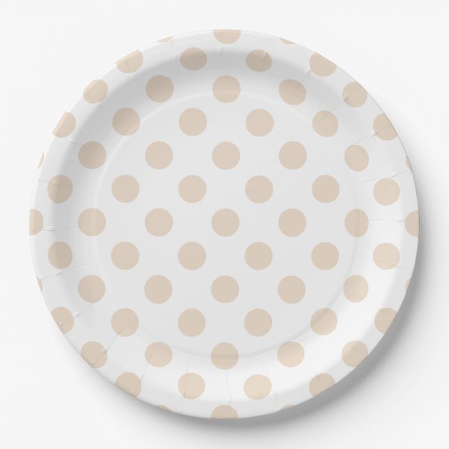 Plato De Papel Tan polka puntos (Anverso)