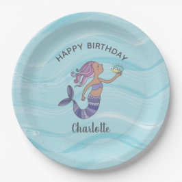 Plato De Papel Tan Skin Purple Mermaid Cumpleaños