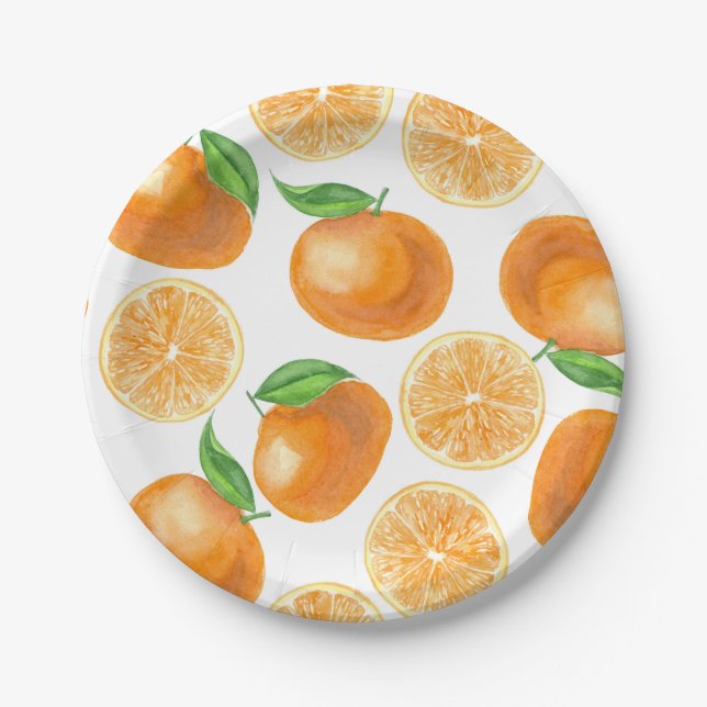 Plato De Papel Tangerinas acuáticas (Anverso)